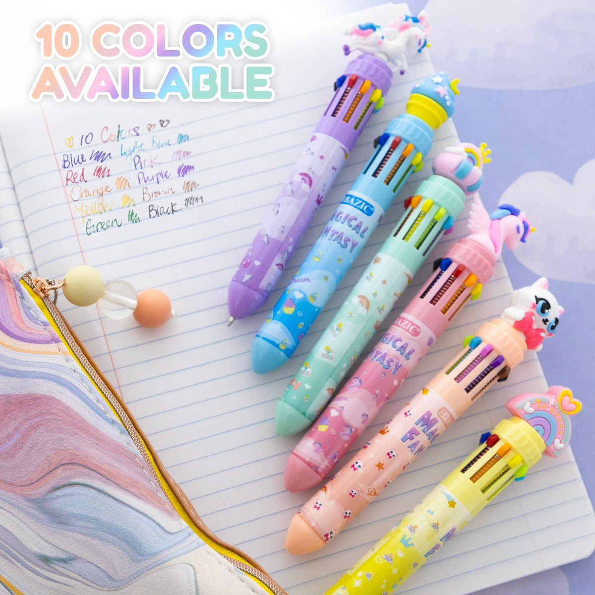 10-Color Retractable Ballpoint Pen, Magical Fantasy